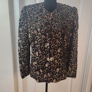 Karen Lawrence by Matthew black and Gold Embroidered evening Jacket. Sz 16